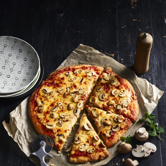 Mushroom Pizza with Easy Yoghurt Pizza Base Recipe