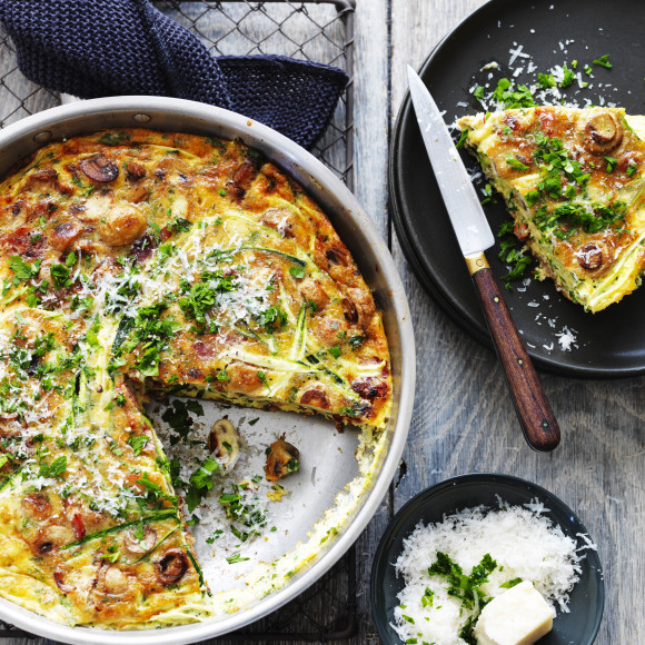Zucchini Bacon Mushroom Frittata recipe