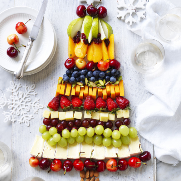 Fruit and Cheese Platter Christmas Tree