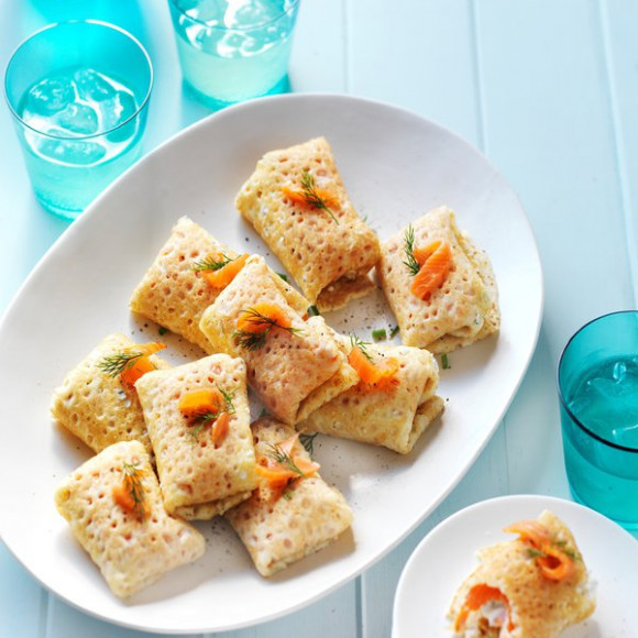 Smoked Salmon, Sour Cream & Herb Crepe Parcels