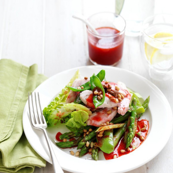 Smoked Chicken & Asparagus Salad with Raspberry & Balsamic Vinaigrette