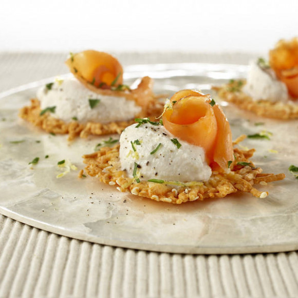Parmesan Crisps with Smoked Salmon