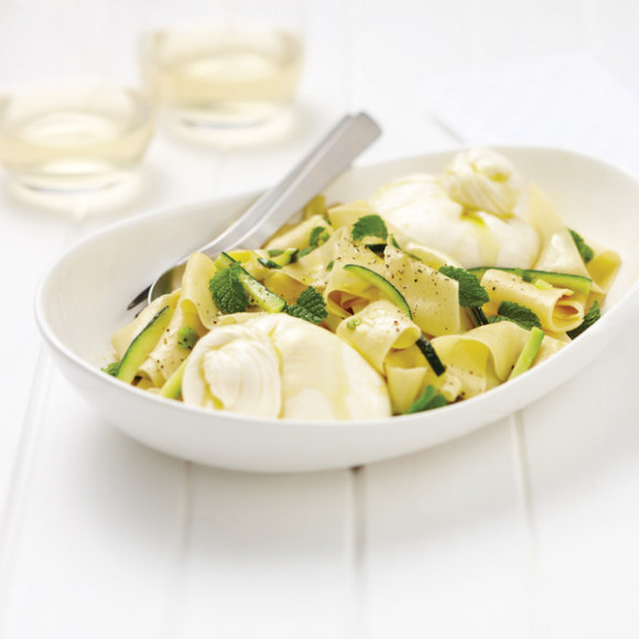 Burrata, Zucchini and Mint Pappardelle