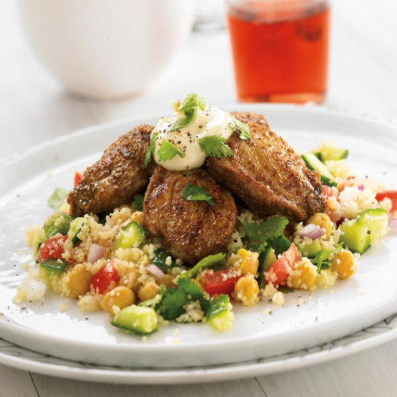 Middle Eastern Quail and Couscous Salad with Garlic Sauce