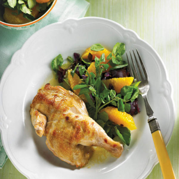 Grilled Spatchcock with Salad