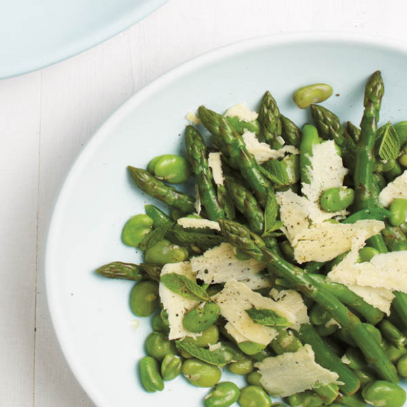 Broad Beans, Asparagus with Mint and Pecorino