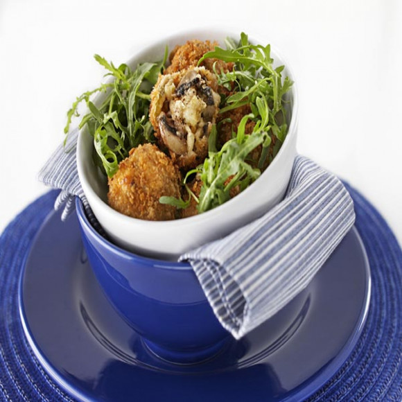 Golden Breaded Mushroom Medley Risotto Balls