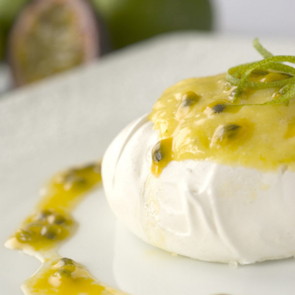 Meringue Nests with Lime Curd and Passion fruit