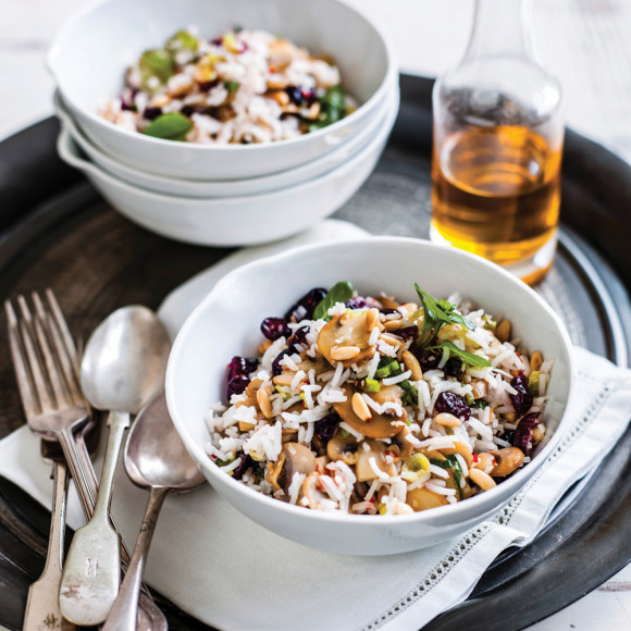 Rice salad with Mushrooms, Cranberry & Pine nuts