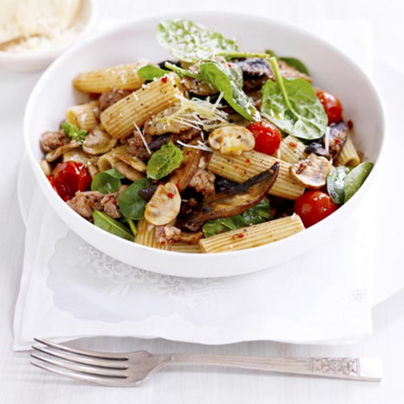 Mushroom, Spinach and Sausage Pasta recipe