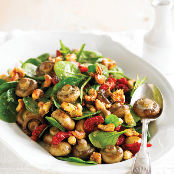 Roasted Mushrooms, Tomato & Cashew Salad