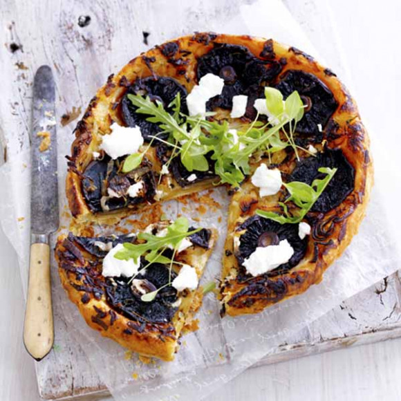 Upside Down Mushroom Tart with Puff Pastry