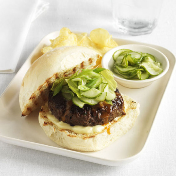 Teriyaki-glazed beef burgers