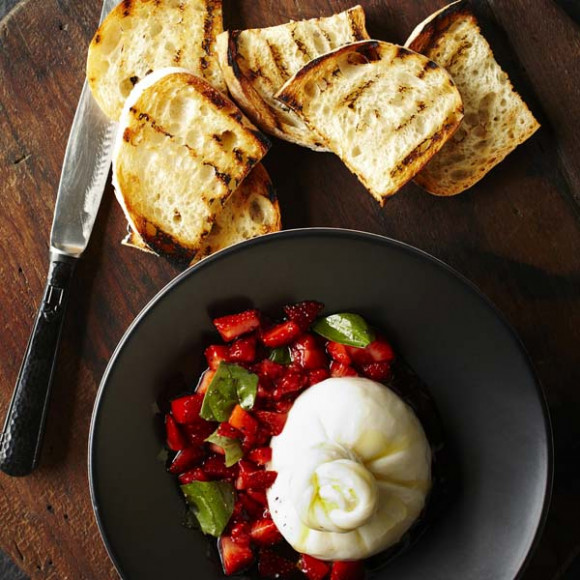 Burrata with Strawberry and Basil Salsa
