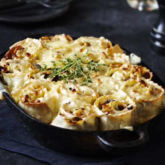 Mushroom, Bacon and Swiss Baked Rotolo