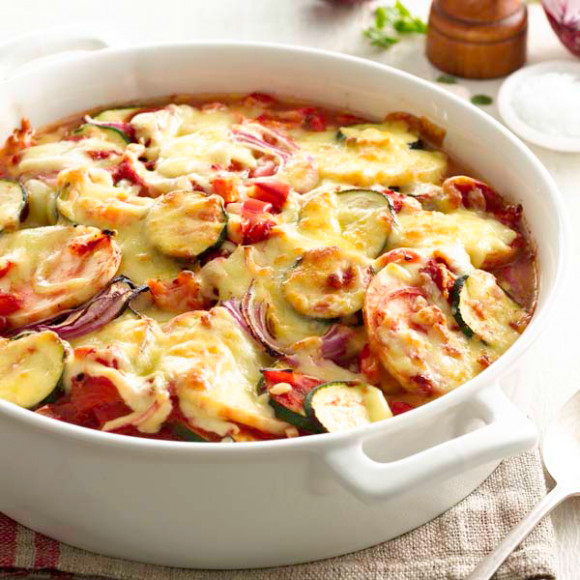 Cheesy Layered Vegetable Bake