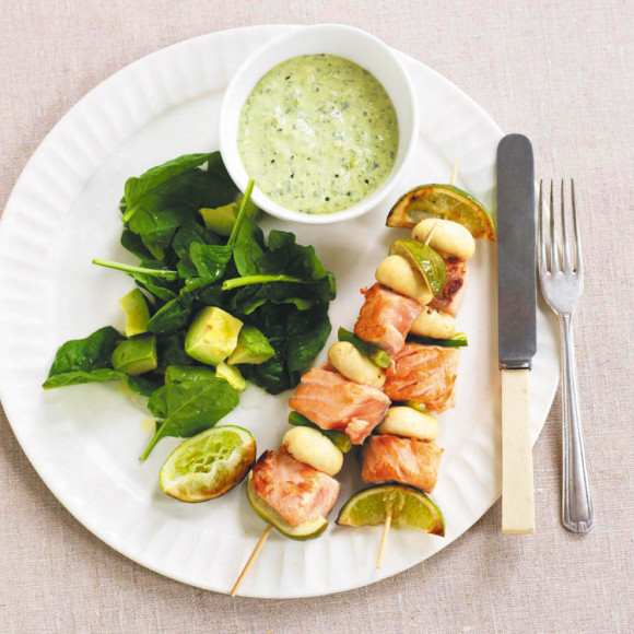 Salmon Mushroom Kebabs