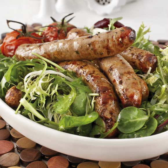 Pork, fresh herb and prune sausages