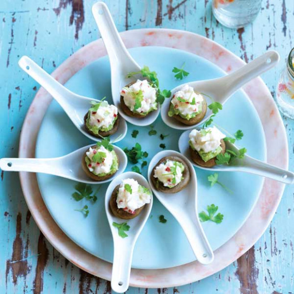 Roasted Mushroom Cups with Crab & Avocado