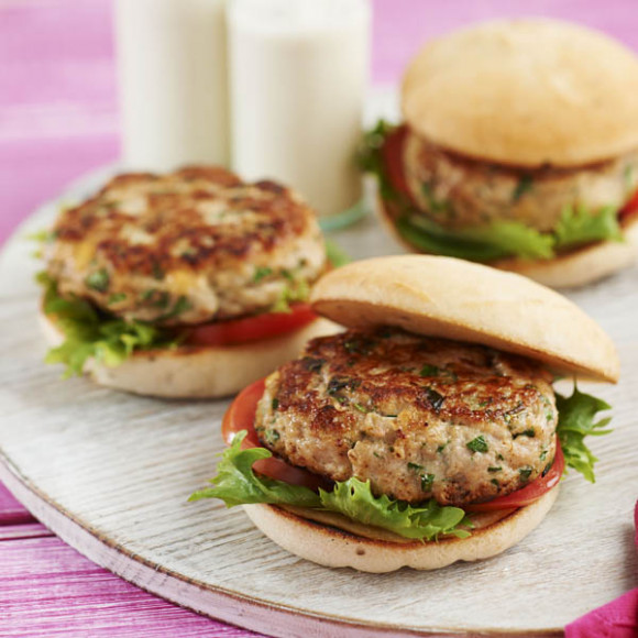 Chicken, basil and pinenut burgers