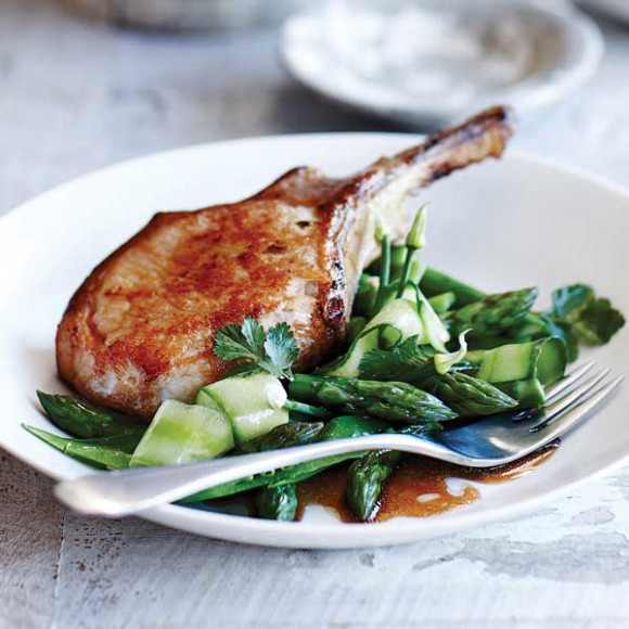 Sweet Soy Pork with Sugar Snap Pea and Asparagus Salad