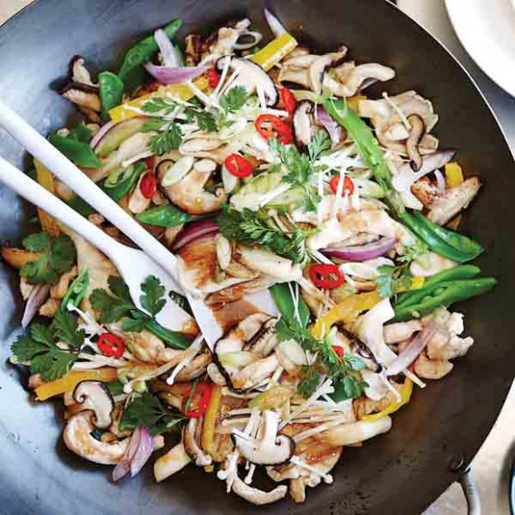 Teriyaki Chicken Stir fry with Mixed Mushrooms & Snow Peas