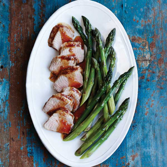 Marinated Pork Tenderloin with Steamed Asparagus