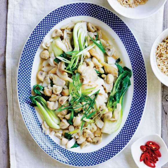 Ginger Mushrooms and Fish Stir-Fry recipe