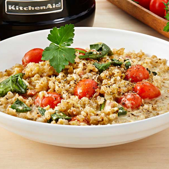 Creamy Barley, Leek and Bacon Risotto