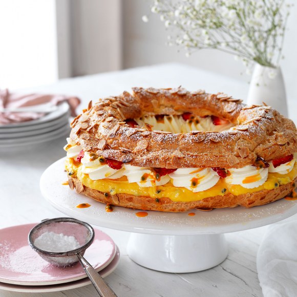 Paris Brest Choux Pastry Ring with curd