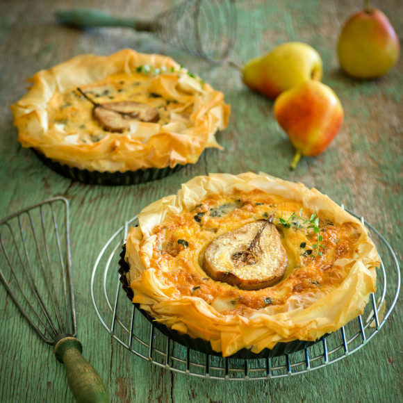 Pear and Blue Cheese Filo Tarts