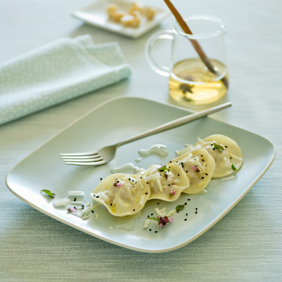 Pork and Pear Ravioli in a Pear Cider Broth