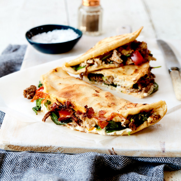 Folded Beef and Ricotta Pita Pizza
