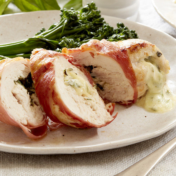 Prosciutto Wrapped Chicken with Mozzarella and Basil