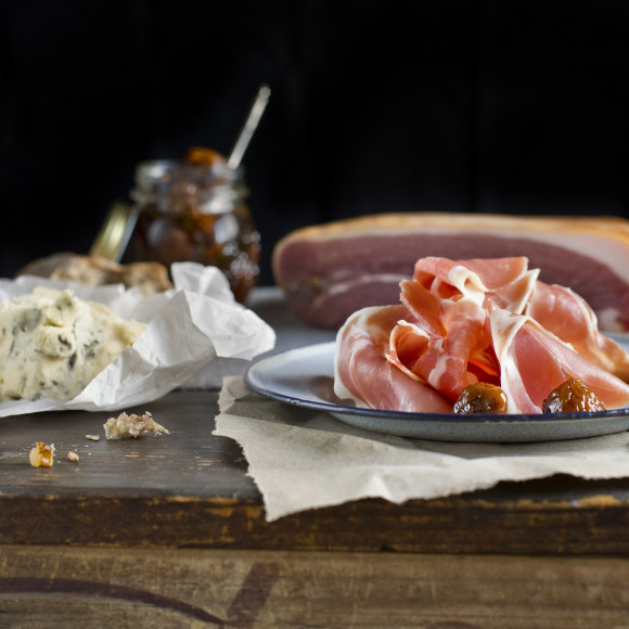 Prosciutto Platter with Marinated White Figs and Gorgonzola