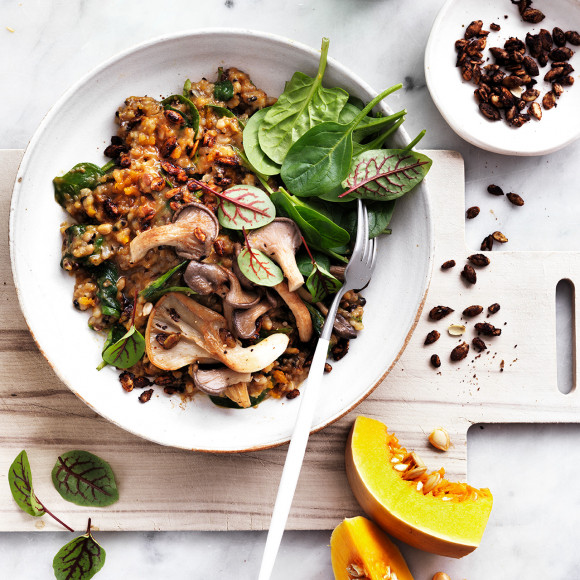 Try this easy vegan pumpkin risotto for 15 minute meal.