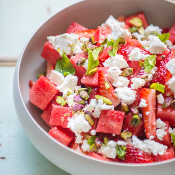 Watermelon, Strawberry and Feta Salad