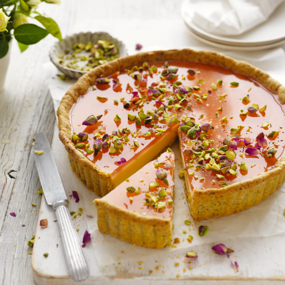 Rose Pistachio Custard Tart recipe
