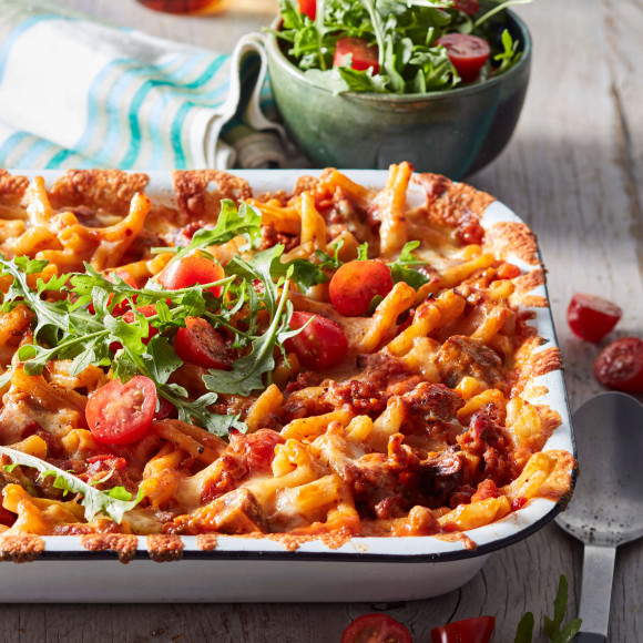Quick Sausage mince Pasta Bake Recipe