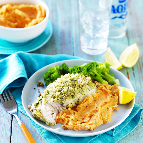 Lemon and Herb Fish with Sweet Potato Mash recipe