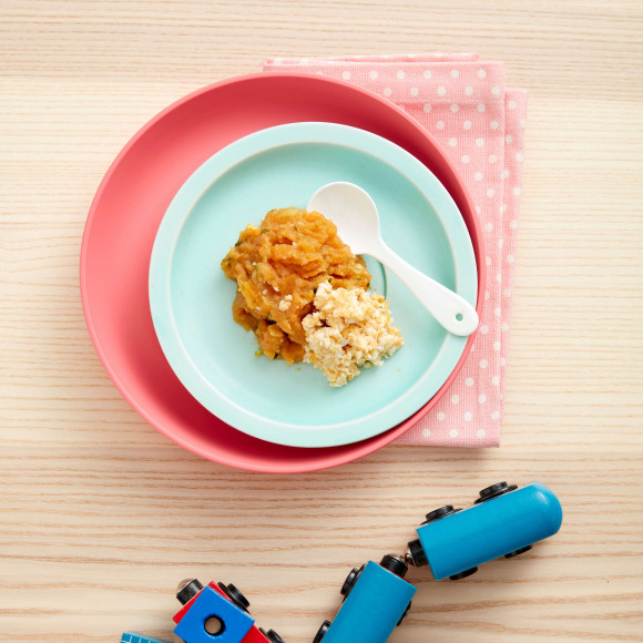 Sweet potato, zucchini and egg puree