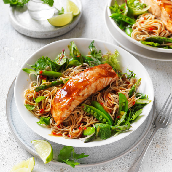 Teriyaki Salmon with Noodles