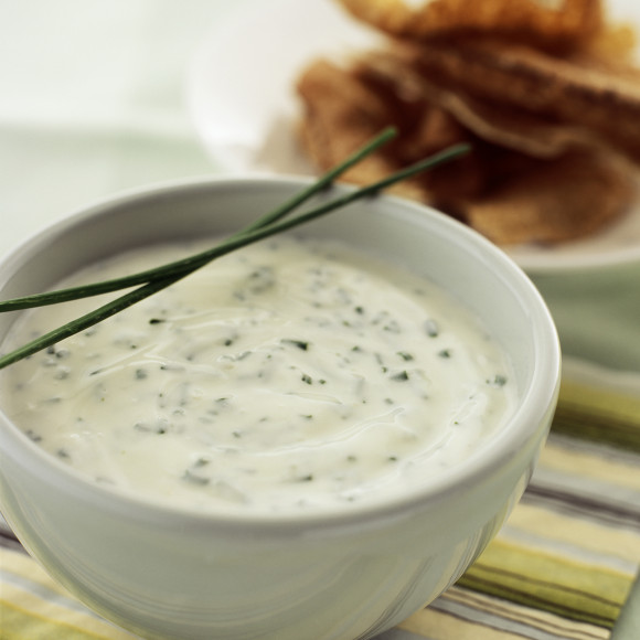 Garlic and Chive Dip with Pita Chips