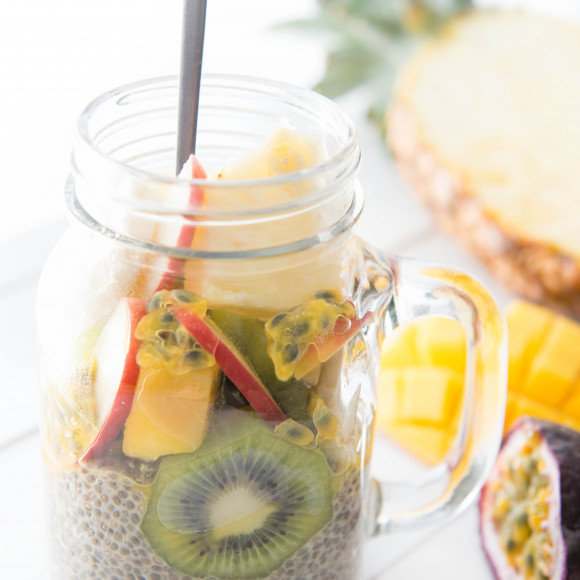 Vegan Tropical Fruit Chia Pudding