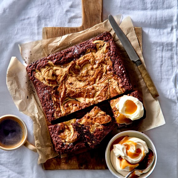 Double Choc Walnut Brownies with Caramel Cream 