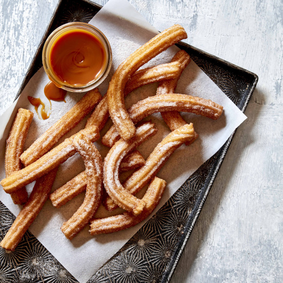 Homemade Churros with Salted Caramel Sauce 