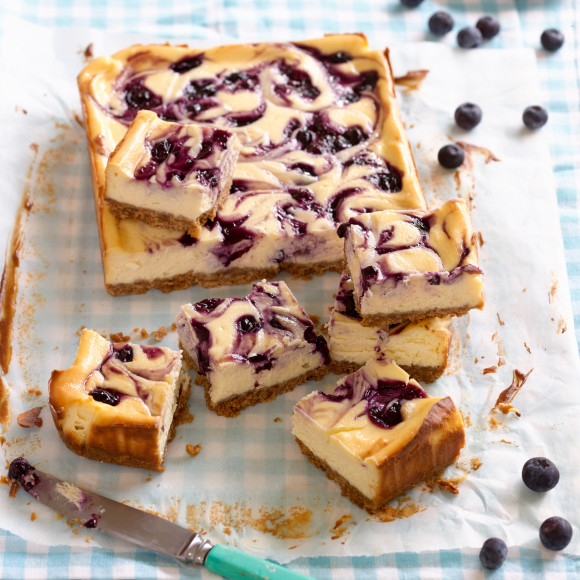 Blueberry Swirl Cheesecake baked blueberry cheesecake