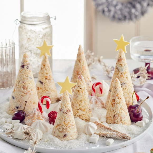 White Christmas chocolate trees platter