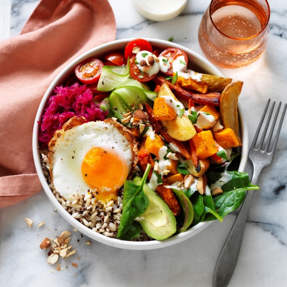 Winter Nourish Bowl with Roast Veggies and Eggs