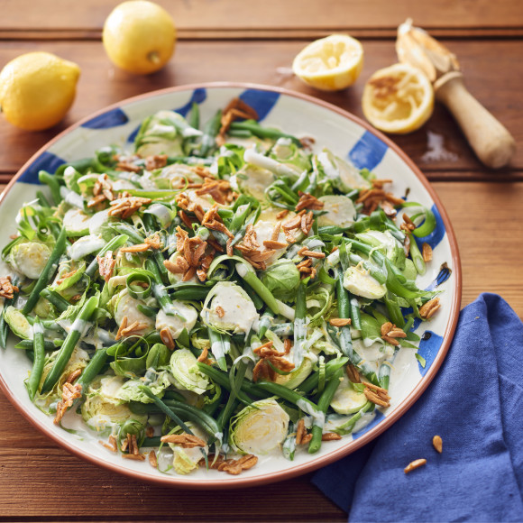 Lemony Sprout Salad with Maple Almonds